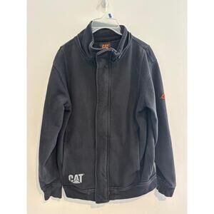Caterpillar CAT Men Medium FR Flame Resistant Black Heavy Zip Up Workwear